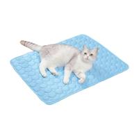Générique Dog Cooling Mat, Cat Cool Bed, Pet Cooling Pad, Ice Silk Washable Fabric, Reusable Lightweight Design, Indoor Outdoor Travel Use, 50x40cm/19.69x15.75 inches, Blue, Gray 1pc