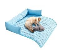 Générique Dog Cooling Pad, Breathable Sleeping Blanket, Cool Mat Dog Bed, Soft Washable Mattress for Outdoor, Beach, Camping, Park and Picnic Use, 35.43x35.43 inches, Coffee, Blue
