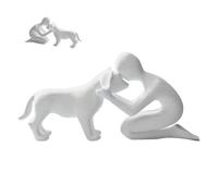 Générique Dog Decor Abstract Art, 3D Printed Funny Sculpture, with Man and Dog Figurine Set System, Quality Resin Design, Pet Art Statue with Style, for Office Living Room Bedroom Desk Shelf Use