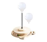 Générique Dog Food Ball Wood Slow Feeding Turntable - Spring Pole Treat Dispensing Toy | for Home Play Puppy Kitten Large Breed Dog Training Enrichment Fun