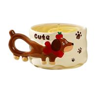 Générique Dog Mug - 380ml 3D Dachshund Handle Ceramic Novelty Cup | Aesthetic Coffee Mugs For Cold Weather Outdoor Water Campfire Tea Game Home Camping Party Whiskey Beer And Others