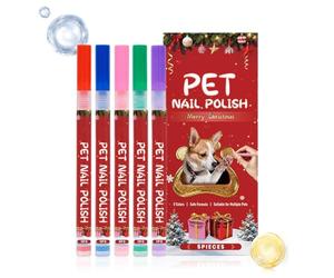 Générique Dog Safe Nail Kit, Quick Dry Nail Paint, 5 Piece, Paw Paint Set with Bright Colors, Dog Art Kit for Daily Travel, Pet Grooming for Puppies Kittens Small Large Breed