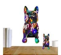 Générique Dog Statue - Colorful Animal Dog Sculpture Resin Art Figurine | Dogs Figurines Home Decor | French Bull Dogs Collectible Figurines | Desk Decor Resin Sculpture Home Decorations Table