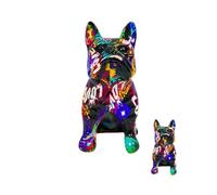 Générique Dog Statue - Colorful Animal Dog Sculpture Resin Art Figurine | Dogs Figurines Home Decor | French Bull Dogs Collectible Figurines | Desk Decor Resin Sculpture Home Decorations Table