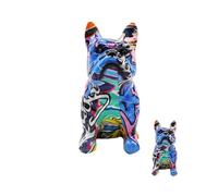 Générique Dog Statue - Colorful Animal Dog Sculpture Resin Art Figurine | Dogs Figurines Home Decor | French Bull Dogs Collectible Figurines | Desk Decor Resin Sculpture Home Decorations Table