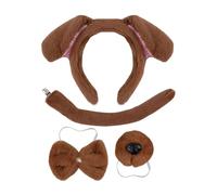 Générique Dog Tail Costume Set - 4 Piece Puppy Cosplay Kit with Nose, Tail, Bow Tie, and Headband | Adjustable Rabbit Plush Outfit for Kids, Women, and Adults, Perfect for Parties, Parades
