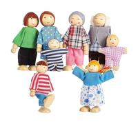 Générique Doll House Happy Family Dolls Playset - 8 Pièces Mini Figurines De Personnes | Ensemble De Figurines en Bois Toy People | s Mobiles Articulées pour, Maison De, Cadeau De Simulatio