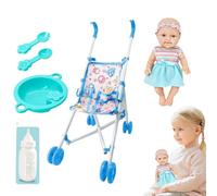 Générique Doll with Stroller, Child Doll Strollers Toy for Todddler | 10 inch Exquisite Workmanship Dolls Playset with Stroller Dolls Accessories Pretend Toy Set for Kids Boys Girls 3+ Years Old