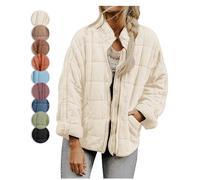 Générique Dolman Quilted Knit Jacket Lightweight Quilted Jackets for Women Zip Stand Collar Loose Winter Outwears with Pock (Beige,Small)