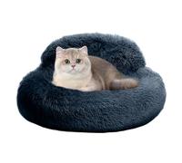 Générique Donut Dog Bed, Plush Round Nest, Anti-Slip Pet Sofa, 60x60x20cm, Raised Rim Comfort Lounger, Soft Self-Warming Cushion, Medium Beige, for Daily Rest and Stormy Night Sleep in Home Apartment
