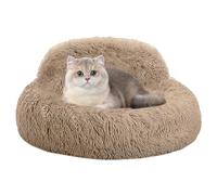 Générique Donut Dog Bed, Plush Round Nest, Anti-Slip Pet Sofa, 60x60x20cm, Raised Rim Comfort Lounger, Soft Self-Warming Cushion, Medium Beige, for Daily Rest and Stormy Night Sleep in Home Apartment