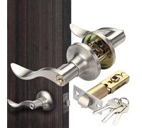 Générique Door Handle, Wave Style Entry Lever, Locking Doors Set, Ergonomic Lever Lock Design, for Home, Interior, Exterior, Front Entrance, Bedroom, Security, Daily Use, House Access