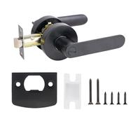 Générique Door Lever Heavy Duty Black Passage Doorknob Lock, Silent Keyless Privacy Lockset for Bedroom, Room, Home, Household, Stainless Steel Panel, Fits 30-45mm Doors