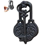 Générique Door Pull Handle Sliding Classical Ancient Key Doorbell, Home Office Cabinets Doorknocker, Barn Wrought Iron Door for Garden Gates,Courtyard