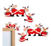 Générique Door Topper, 2 Pieces Wood Christmas Door Corner Decoration, Penguin Santa Elk Ornament for Home Party Bathroom Outdoor Entryway Wedding Holiday School