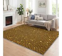 Générique Doré Mosaïque Tapis Salon 60x90 cm | Moderne Géométrique Abstrait AntidéRapant Poil Ras Tapis, pour Chambre Salle a Manger Bureau