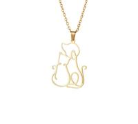 Générique Double collier minimaliste Hollow Line Pendentif de câlins facile Hollow Line Incontournable pour le propriétaire, Parfait pour aimer le meilleur ami et la petite amie