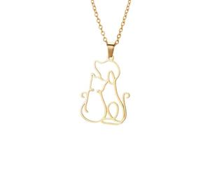 Générique Double collier minimaliste Hollow Line Pendentif de câlins facile Hollow Line Incontournable pour le propriétaire, Parfait pour aimer le meilleur ami et la petite amie