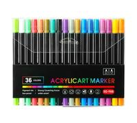 Générique Double-Head Acrylic Markers Set - 24/36 Colors, Waterproof, Brush Tip Drawing Art Supplies Stationery for Painting, Acrylic Paint Pens, Hand-Book Making