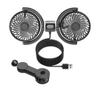 Générique Double Head Car Fan, Powerful Backseat Cooling System, 5V USB Ventilator with Quiet Motor, Adjustable Speed ABS Fan, Travel Cooler with 360 Rotation, Vehicle Accessory for Kids
