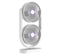 Générique Double Head Desktop Fan - Quiet Rechargeable Cooling, Personal Fan with Silent Motor, Table Fans with USB Charge, Portable Cooling for Office Bedroom, Summer Fans for Travel Camping