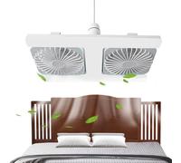 Générique Double Head Fan Light - E27 LED Ceiling Fan Lamp 60W Adjustable Angle With 3 Speed Modes Remote Control ABS PP F́an Bulb For Bedroom Living Room Office Kitchen And Dorm Use