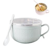 Générique Double-Layer Stainless Steel Bowls,27 Oz Insulated Serving Bowls,Heat & Cold Resistant Instant Noodle Bowl with Lid and Spoon for Soup,Cereal,Salad,Kitchen,Dining,and Outdoor Use (Blue)