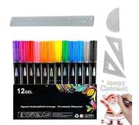 Générique Double Lined Markers, Shimmer Outline Pens, Ink Set, Double-Tip Design, Bonus Ruler Included, Perfect for Creative Art Projects and Handwritten Greeting Cards