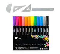 Générique Double Lined Outline Markers, Squiggles Shimmering Colors Markers Set, Improved Precision, Outline Drawing Pens Includes Ruler for Art, Writing, Greeting Cards, 28.5x13.5x1.3cm