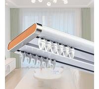 Générique Double Rails De Rideaux Rideau Rai Plafond en Aluminium Silencieux Et Résistanttringle À Rideaux avec Poulies À Lame d'acier Et Vis De Montage Pou Zone D'intimité(240cm(2 * 120cm))