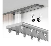 Générique Double Row Ceiling Curtain Track Sliding Silent Curtain Track Rail Aluminum Curtains Rod Para Room Divider 0.5-10m Bay Window rieles 100kg Super Heavy-Duty(Gris,8.1(m))