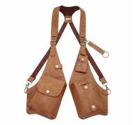 Générique Double Shoulder Armpit Bag for Men,Adjustable Leather Armor Crossbody,with Anti-Pickpocket Harness,Tactical Bag,Multiple pockets (Brown 2)