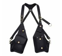 Générique Double Shoulder Armpit Bag for Men,Adjustable Leather Armor Crossbody,with Anti-Pickpocket Harness,Tactical Bag,Multiple pockets (black)