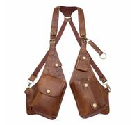 Générique Double Shoulder Armpit Bag for Men,Adjustable Leather Armor Crossbody,with Anti-Pickpocket Harness,Tactical Bag,Multiple pockets (Brown 1)