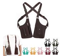 Générique Double Shoulder Armpit Bag, Leather Shoulder Armor Hidden Underarm Strap Wallet, Adjustable Armpits Bag for Men (Brown)