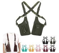 Générique Double Shoulder Armpit Bag, Leather Shoulder Armor Hidden Underarm Strap Wallet, Adjustable Armpits Bag for Men (Green)