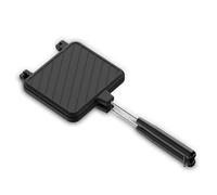 Générique Double Sided Frying Pan, Sandwich and Waffle Maker Non-Stick with Heat Resistant Handles for Breakfast, Kitchen, Camping, Gas Stove Use