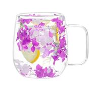 Générique Double Wall Glass Mugs Dried Flower Insulated Tea Mugs