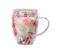 Générique Double Walled Mug - 350ml Glass Mugs With Dried Flowers, Anti-Scalding Handle | Insulated Cup For Milk, Tea, Chocolate, Juice, Hot Cold Beverages, Smoothies, Home, Office, Gift