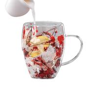 Générique Double Walled Mug - 350ml Glass Mugs With Dried Flowers, Anti-Scalding Handle | Insulated Cup For Milk, Tea, Chocolate, Juice, Hot Cold Beverages, Smoothies, Home, Office, Gift