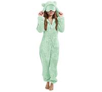 Générique Doudou Fille avec Masque pour Les Yeux Combinaison Surpyjama pour Enfants Combinaison Stitch Surpyjama Polaire Enfant Vêtement de Nuit en Flanelles Soirée (3-Mint Green, 11-12 Years)