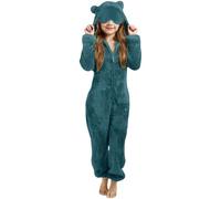 Générique Doudou Fille avec Masque pour Les Yeux Combinaison Surpyjama pour Enfants Combinaison Stitch Surpyjama Polaire Enfant Vêtement de Nuit en Flanelles Soirée (2-Dark Green, 12-13 Years)