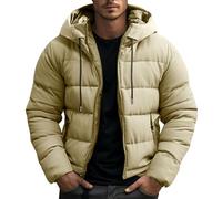 Générique Doudoune à Capuche Homme Hiver épais Chaud Couleur unie Blouson Slim Fit Décontracté Thermique Casual D'extérieur Matelassée Manteaux Hommes avec Poches Zipper Doublure Sherpa Coupe-Vent