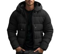 Générique Doudoune à Capuche Homme Hiver épais Chaud Couleur unie Blouson Slim Fit Décontracté Thermique Casual D'extérieur Matelassée Manteaux Hommes avec Poches Zipper Doublure Sherpa Coupe-Vent