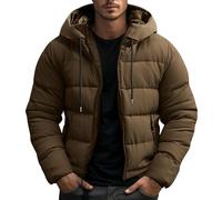 Générique Doudoune à Capuche Homme Hiver épais Chaud Couleur unie Blouson Slim Fit Décontracté Thermique Casual D'extérieur Matelassée Manteaux Hommes avec Poches Zipper Doublure Sherpa Coupe-Vent