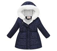 Générique Doudoune Enfant Fille Manteau Chaud Hiver à Fleurs Veste à Capuche Fourrure Parka Longue Manteaux Imperméable Filles Vêtement pour 4-12 Ans Sorties Hivernales