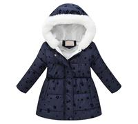 Générique Doudoune Enfant Fille Manteau Chaud Hiver à Fleurs Veste à Capuche Fourrure Parka Longue Manteaux Imperméable Filles Vêtement pour 4-12 Ans Sorties Hivernales