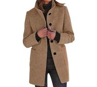 Générique Doudoune Femme Taille, Manteau en Laine Mélangée Slim D'automne et D'hiver Mi-long Chaud à Boutons Vintage Manches Longues Outwear