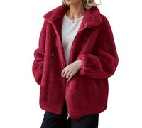 Générique Doudoune Femme Veste Polaire Chaud Sweat a Capuche Zippé Sweatshirt en Peluche Décontractée Doux Ample Outwear Hiver Manteau Polaire Blouson