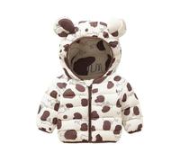 Générique Doudoune Fille Manteaux Enfant Blouson Hiver Veste Légère Chaude Vetement Décontracté à Capuche Manteaux à Manches Longues Coat Girls Kawaii Imprimé Vêtement Doudoune Casual Manteau Café 90